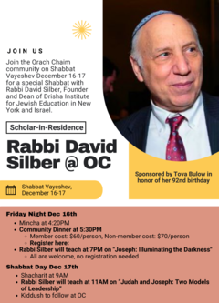 Banner Image for Orach Chaim Scholar-in-Residence Community Shabbat Dinner